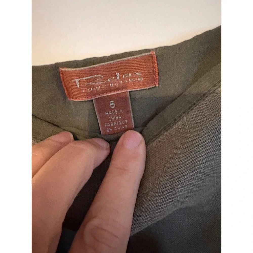 Relax Tommy Bahama 100% Linen Green Ruffled‎ Skirt Size 6 - Picture 4 of 4